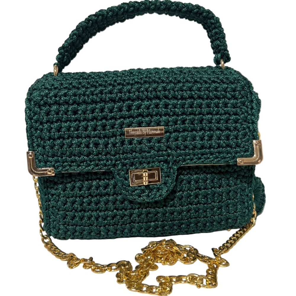 Handmade Green Satchel Shoulder Handbag